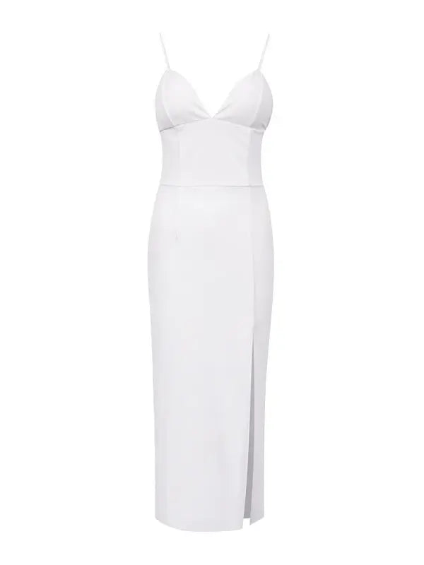 Women's French V-neck Sling Dress White L – Posh Atomic
