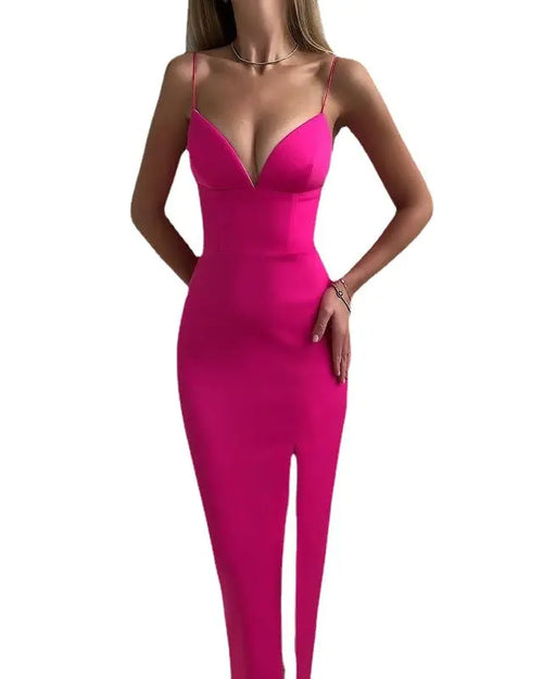 Women's French V-neck Sling Dress White M – Posh Atomic