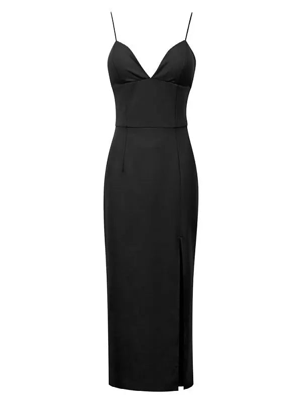 Women's French V-neck Sling Dress Pink M – Posh Atomic