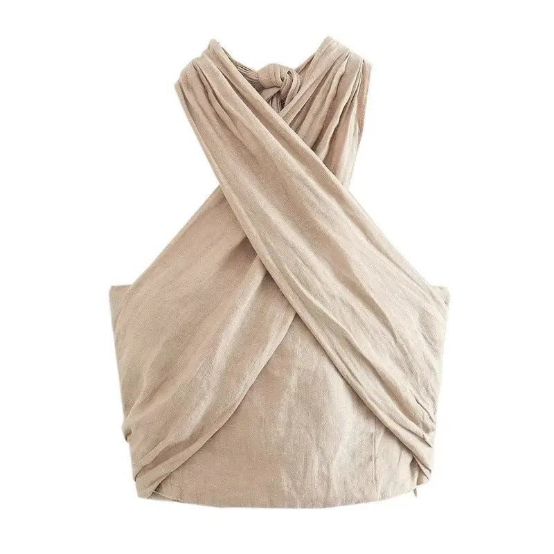 Women's Halter Linen Vest Top Picture Color S – Posh Atomic