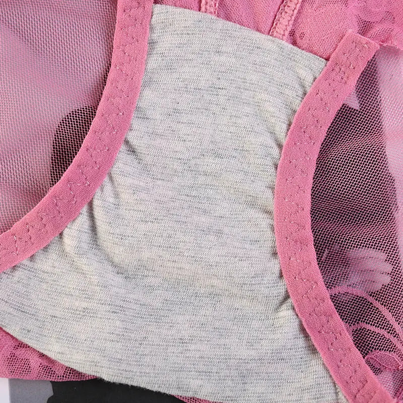 Women's High Waist Lace Traceless Mesh Underwear Black L – Posh Atomic