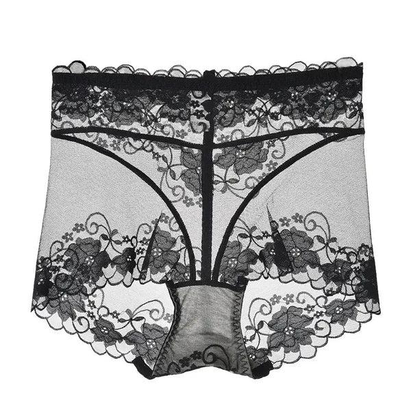 Women's High Waist Lace Traceless Mesh Underwear Gray M – Posh Atomic