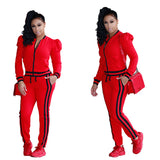 Women's Lantern Sleeve Sports Leisure Suit Black S – Posh Atomic