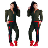 Women's Lantern Sleeve Sports Leisure Suit Black L – Posh Atomic