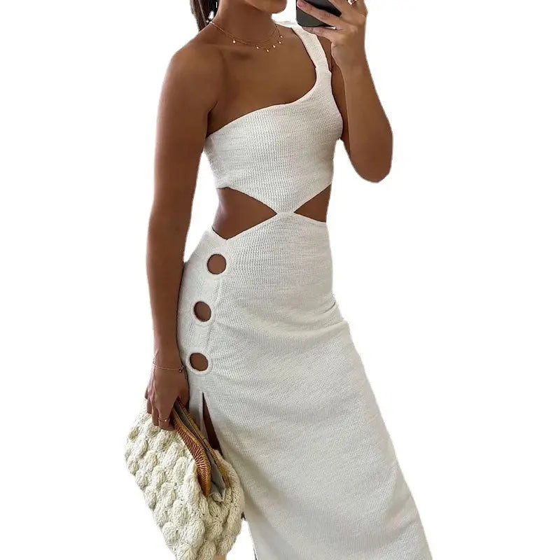 Women's One-shoulder Sleeveless Dress White L – Posh Atomic