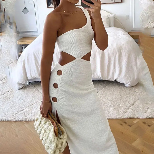 Women's One-shoulder Sleeveless Dress White XS – Posh Atomic