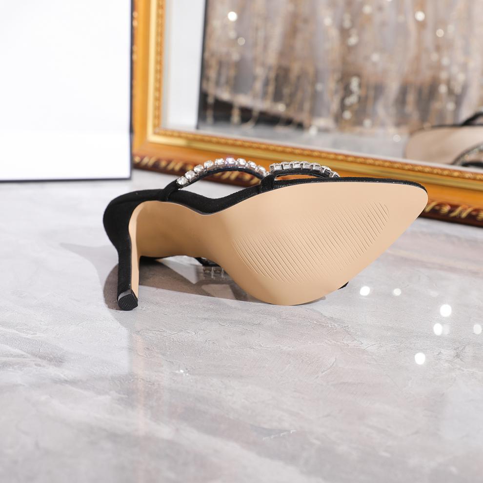 Women's Open Toe Rhinestone Stiletto Sandals With Buckle Black – Posh Atomic