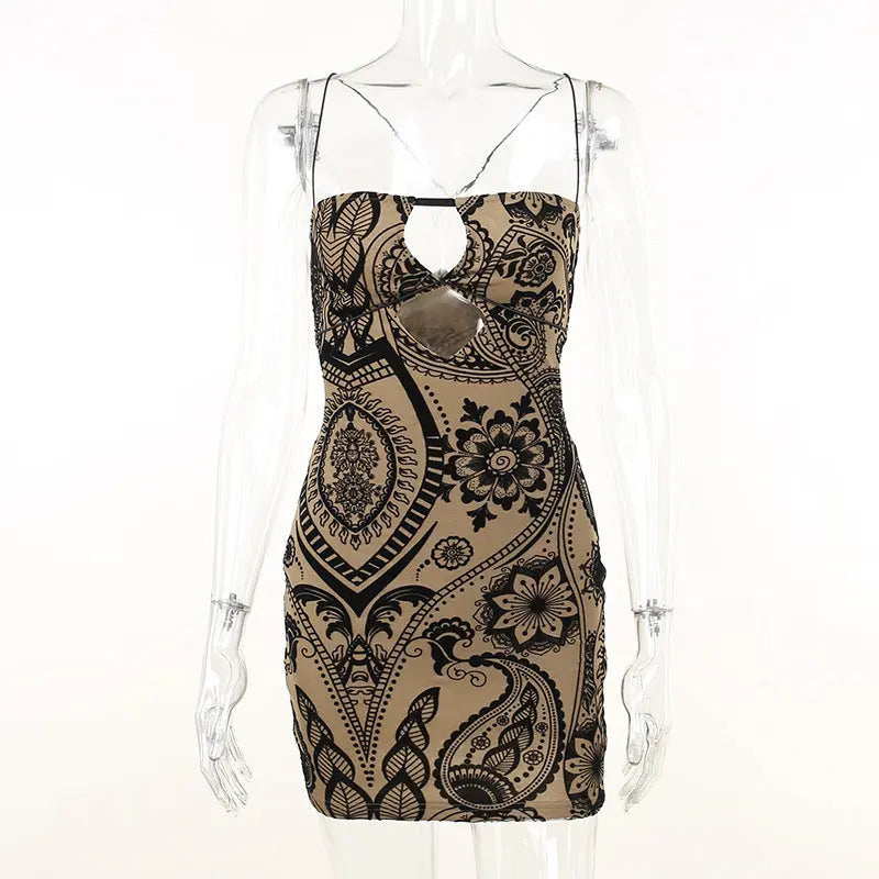 Women's Party Dress Slim Fit Flocked Printed – Posh Atomic
