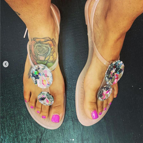 Women's Rhinestone Sandals Black – Posh Atomic