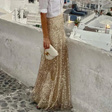 Women's Sequin Long Skirt Sequin Skirt Gold XXL – Posh Atomic