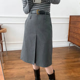 Women's Skirt Gray Pleated A- Line Skirt Gray Belt L – Posh Atomic