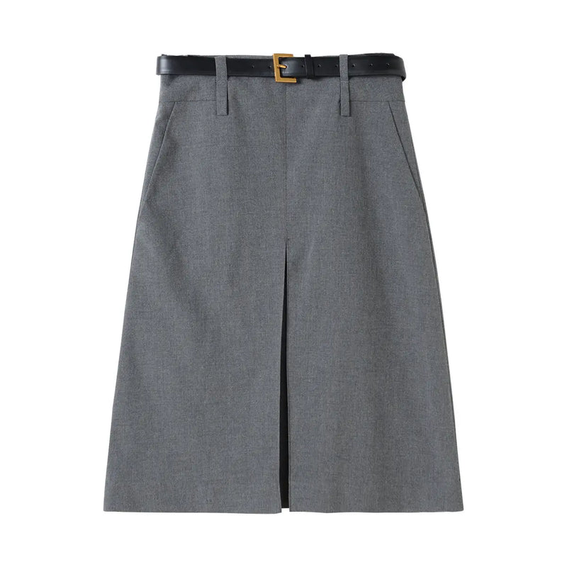 Women's Skirt Gray Pleated A- Line Skirt – Posh Atomic
