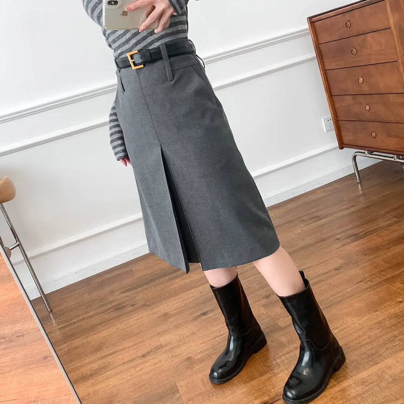 Women's Skirt Gray Pleated A- Line Skirt – Posh Atomic