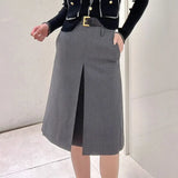 Women's Skirt Gray Pleated A- Line Skirt Gray Belt S – Posh Atomic