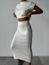 Women's Sleeveless Pullover and Skirt Set White M – Posh Atomic