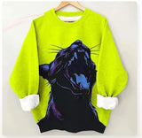 Women's Sweater Fashionable Colorful Cheetah Art Long Sleeve Printing Green 2XL – Posh Atomic