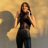 Women's Turtleneck Hollow-out Slim-fit Vest Black L – Posh Atomic