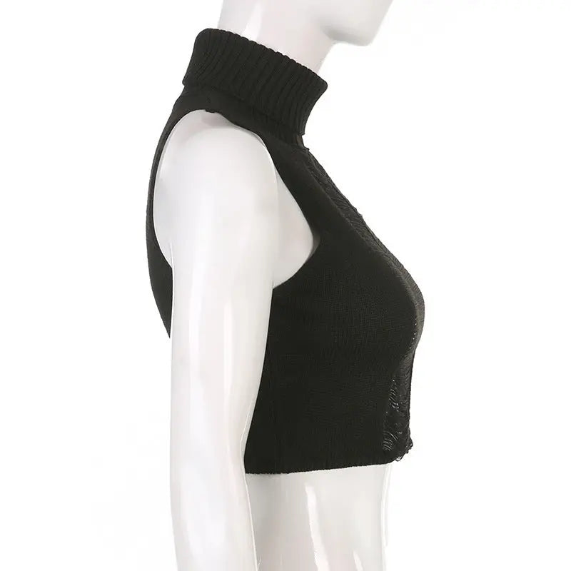 Women's Turtleneck Hollow-out Slim-fit Vest – Posh Atomic