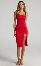 Women's U-neck Sleeveless Vest High Waist Dress Red L – Posh Atomic