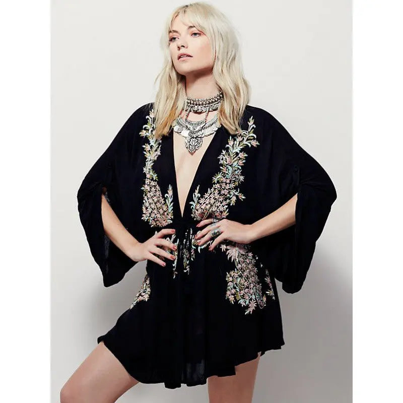 Women's V-neck Dress Black S – Posh Atomic