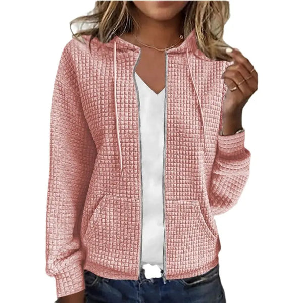 Women's Zipper Hooded Cardigan Long Sleeve Sweater Coat Black M – Posh Atomic