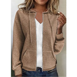 Women's Zipper Hooded Cardigan Long Sleeve Sweater Coat White M – Posh Atomic