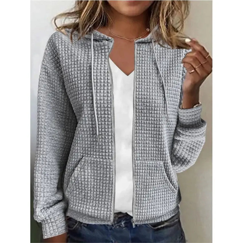 Women's Zipper Hooded Cardigan Long Sleeve Sweater Coat Black XXL – Posh Atomic