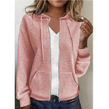 Women's Zipper Hooded Cardigan Long Sleeve Sweater Coat White L – Posh Atomic