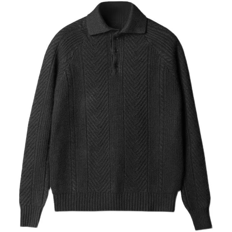 Men's Lapel Knitted Sweater
