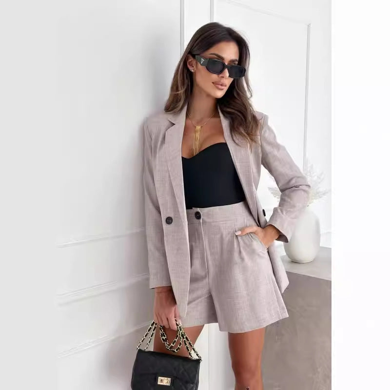 Ladies Linen Short Set