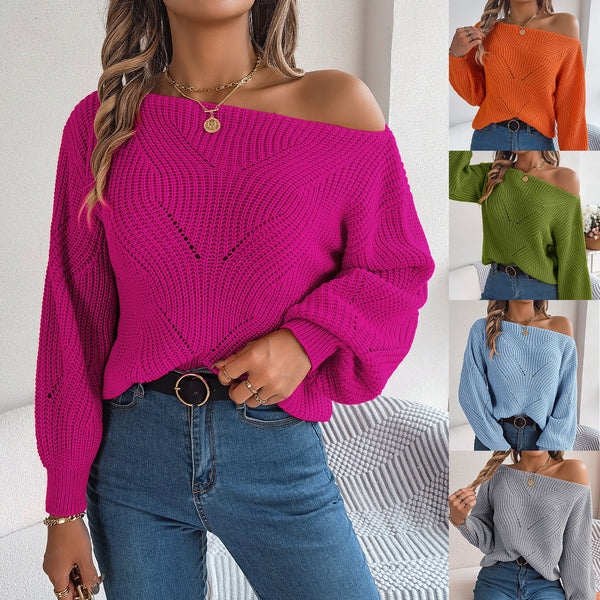 Off-the-shoulder Lantern Sleeve Sweater