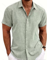 Men's Solid Color Loose Linen Shirt