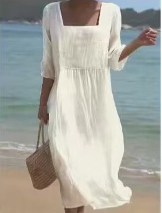 Women's Loose Long Sleeve Printed Dress