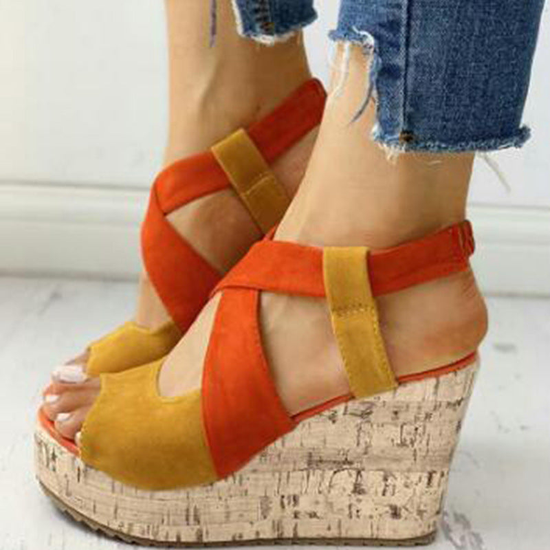 Colorful Suede Wedge Sandals