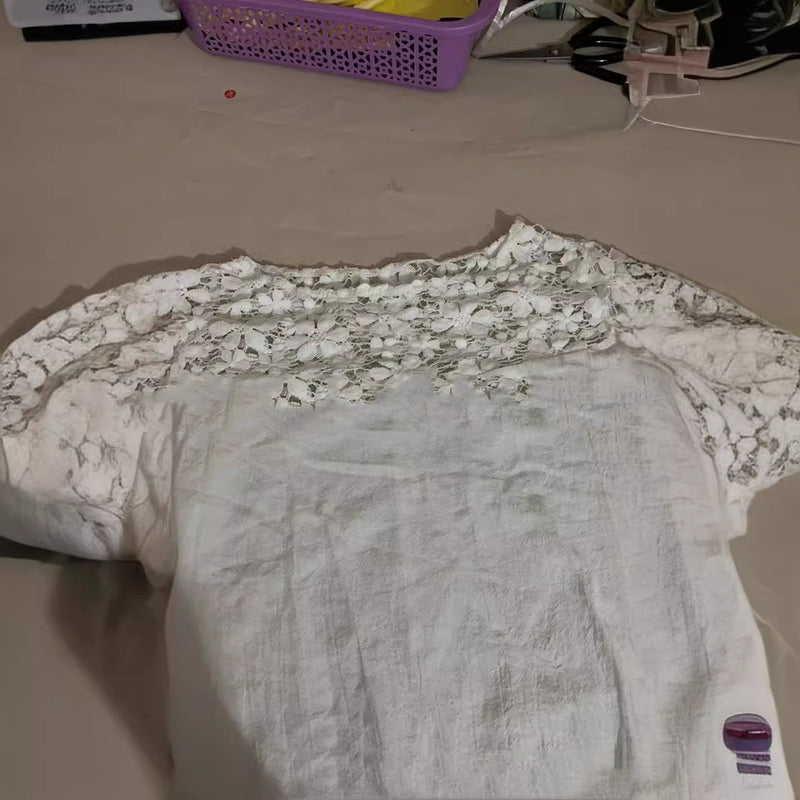 Women's Cotton & Lace Half-length Sleeve Dress
