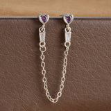 Geometric Diamond-embedded Heart Tassel Ear Ring