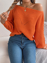 Off-the-shoulder Lantern Sleeve Sweater