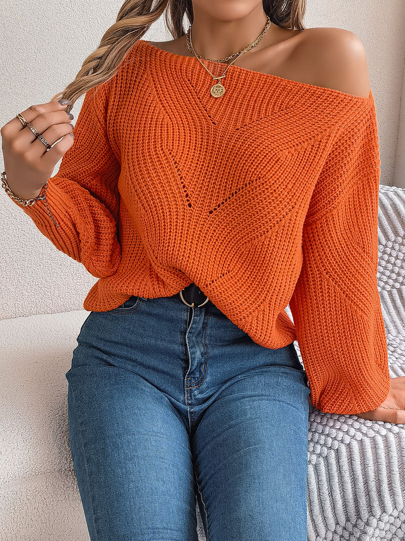 Off-the-shoulder Lantern Sleeve Sweater