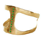 18K Gold Inlaid Emerald Zircon Geometric Open Ring