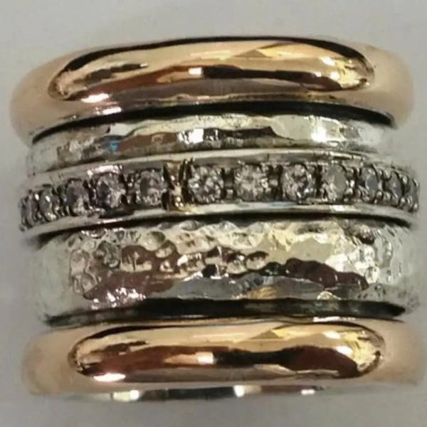 Wide Surface Diamond Ring