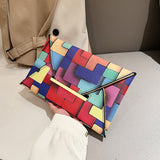 Plaid Contrast Color Square Bag