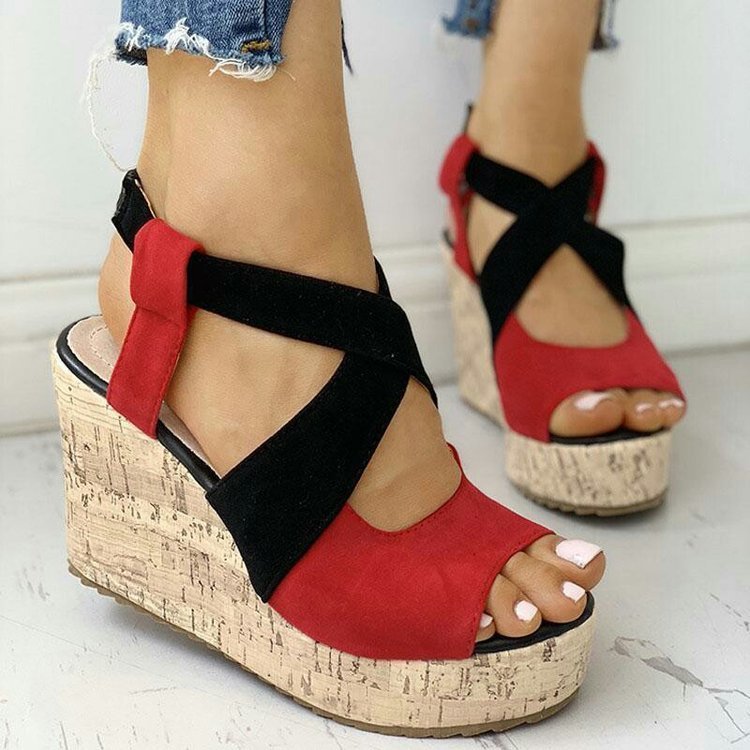 Colorful Suede Wedge Sandals