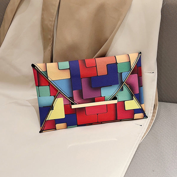 Plaid Contrast Color Square Bag