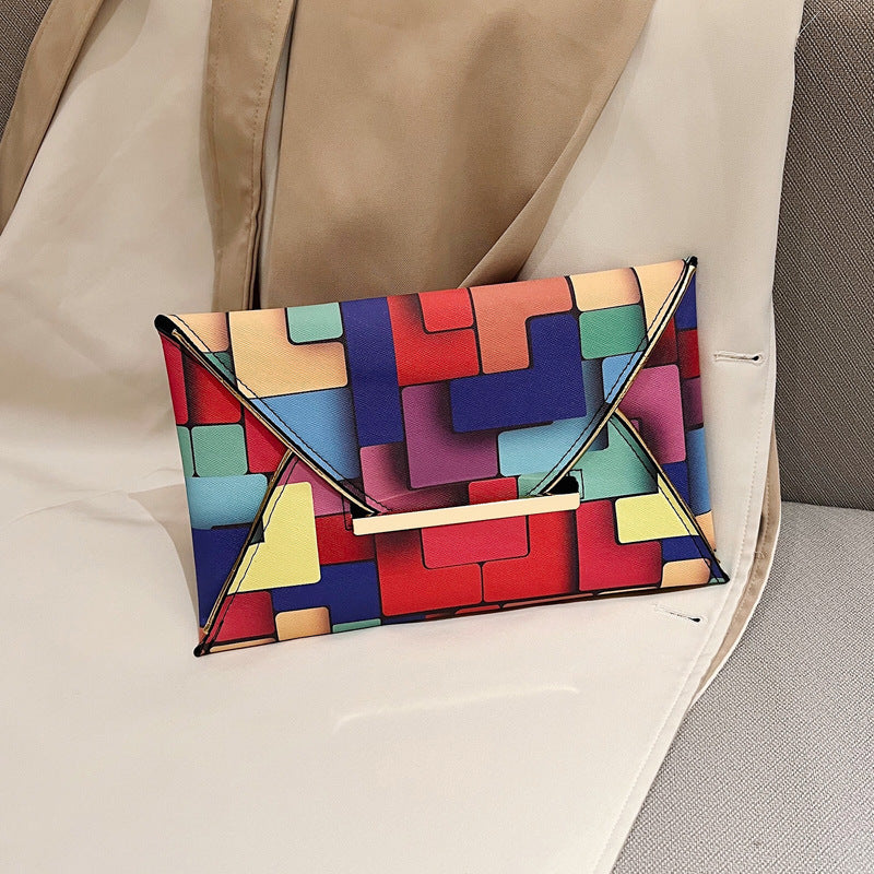 Plaid Contrast Color Square Bag