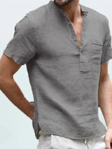Men’s Linen Button V Neck Beach Shirt