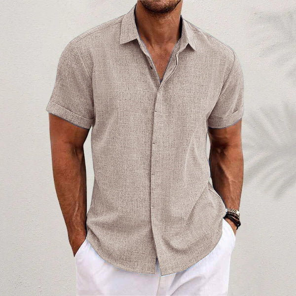 Men's Solid Color Loose Linen Shirt
