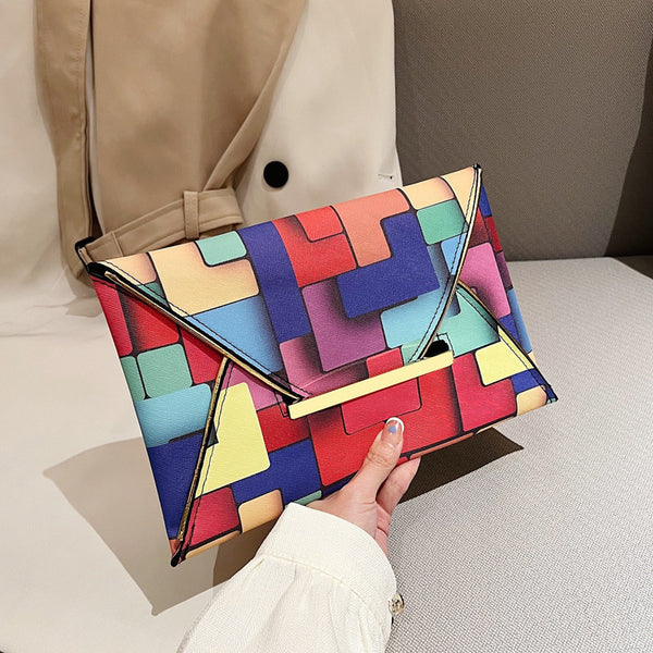 Plaid Contrast Color Square Bag