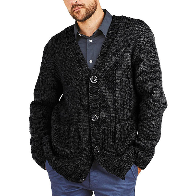 Men's Brown Lapel Cardigan Jacket